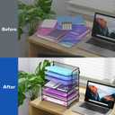 7 Tier Desk File Organizer, Letter Tray Paper Organizer, Metal Desktop Organizers and Accessories for Study and Workspace, for Home Office, Black