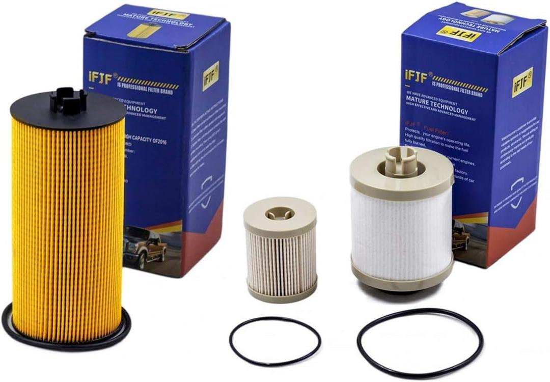 iFJF FD4616 Fuel Filter and FL2016 Oil Filter Replacement for F250 F350 F450 F550 Super Duty 6.0L 2003-2007 Excursion 6.0L 2003-2005 Replaces 3C3Z-9N184-CA 3C3Z-6731-AA