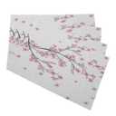 Mugod Sakura Placemats Branch of Cherry Blossom Flowers Seamless Pattern Decorative Heat Resistant Non-Slip Washable Place Mats for Kitchen Table Mats Set of 4 12"x18"