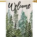 EKOREST Welcome Winter House Flags for Outdoor Decoration, Christmas Watercolor Forest Large Yard Flag, Decorative Xmas Seasonal Farmhouse Holiday Outside Decor 28x40 Inch Vertical Double Sided
