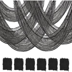 6 Pack Black Halloween Creepy Cloth 30x72 Inch - Halloween Gauze Fabric Cheesecloth for Haunted House, Indoor Outdoor Yard Decor, Party Supplies