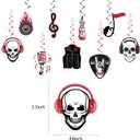 Rock Party Decorations - Guitar Themed Banner, Spiral Cards, and Honeycomb Ornaments - Perfect for Karaoke, Birthday, and Rock and Roll Parties