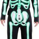 HSCTEK Adult Light-up Skeleton Costume(Updated EL Wire) (XX-Large, Green)