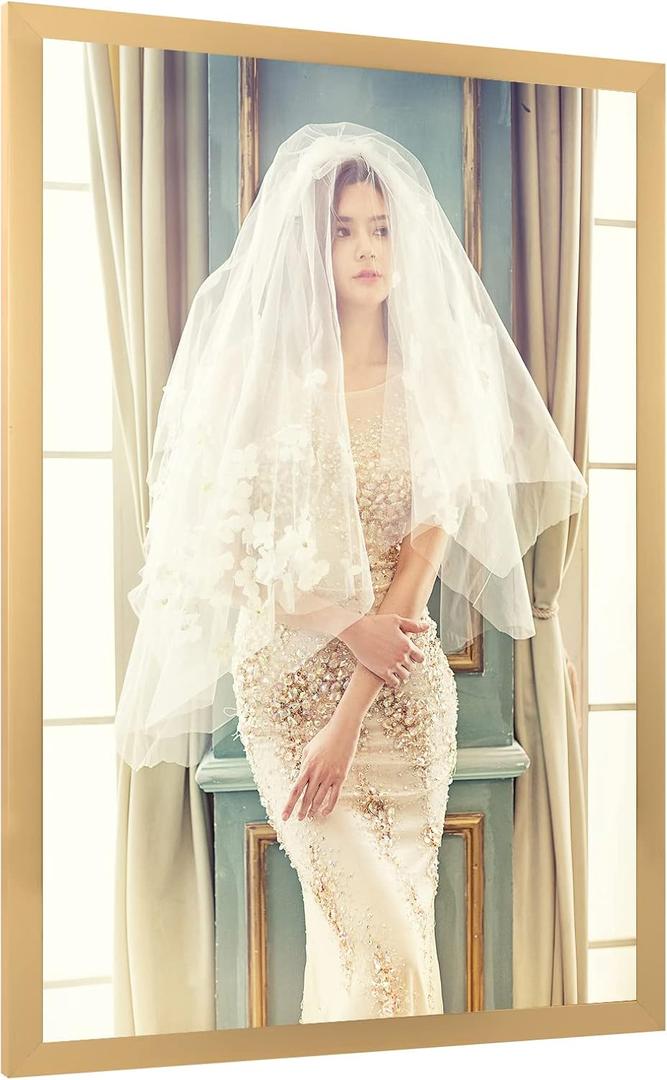 Gold 24x36 Poster Frame, Ornate 36 x 24in Picture Frame, Extra Large 24 by 36inch Gallery Family Concert Portrait Photo Movie Poster Frame Anniversary/ Birthday/ Wedding/ Thank you/ Christmas Gift