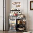 COCOLUCKY 6-Tier Mini Fridge Stand with Storage,Mini Fridge Shelf,Mini Coffee Bar with Mini Fridge Space,Baker Racks,Microwave Stand,Mini Fridge Cabinet with Storage for Dorm Kitchen(Black Wood Grain), Medium