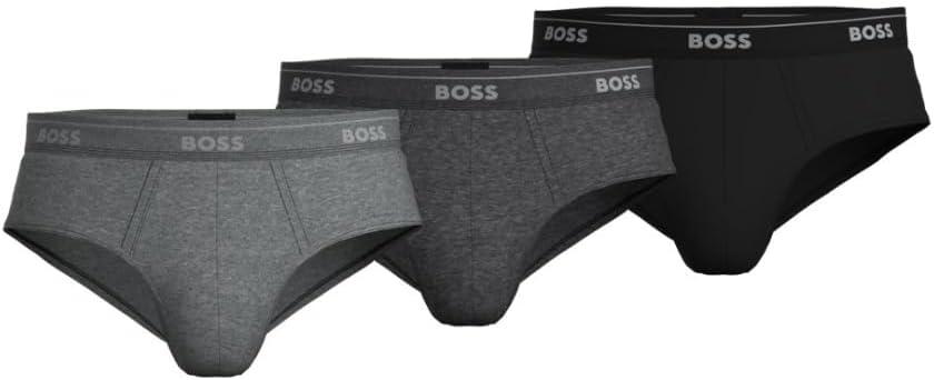 BOSS Men's Classic Cotton Briefs 3 Pack (Medium, Charcoal/Black/Dark Grey)