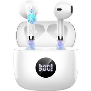 Wireless Bluetooth 5.4 Earbuds, Ear Buds LED Power Display Headphones 6D Stereo, Bluetooth Earbuds in-Ear Noise Cancelling Mic, 40H Playback Mini Case IP7 Waterproof Sports Earphones for Android iOS