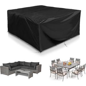 Patio Furniture Covers, Outdoor Furniture Covers Waterproof, Patio Table Cover Windproof, Outdoor Sofa Sectional Cover General Purpose, 79"x79"x30" Black