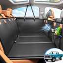 Back Seat Extender for Dogs, Hard Bottom Dog Car Seat Cover for Truck Back Seat, Dog Hammock for Car, Upgraded PU Leather Material, Larger Space, Holds 400lbs (XL, Black+Orange)
