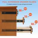 12 inch Drawer Slides 4 Pairs (8pcs) Full Extension Ball Bearing Drawer Rails Side Mount 3 fold Metal Dresser Runners for File Cabinet Trash Can Kitchen Wardrobe Glides 12" Black 100 LB Capacity