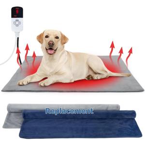 Dog Heating Pad Outdoor, Heated Dog Bed Indoor for Cats, Warming Electric Pet Heating Pad Temperature with Timer, Waterproof Heated Pet Mat with Chew Resistant Cord, for Puppy Kitten, 28 * 18 in