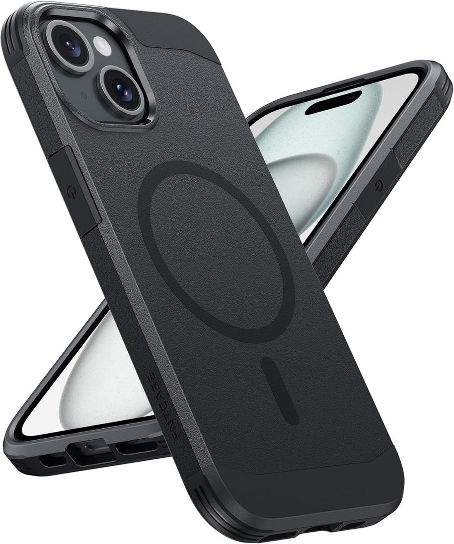 FNTCASE for iPhone 15 Magnet Case: iPhone 14 Magnetic Dual Layer Military Grade Drop Shockproof Protection Cell Phone Cover - Rugged Durable Heavy Duty Protective Bumper Tough(Black)