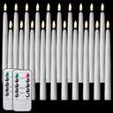 Tuanse 20 Pcs Flickering Flameless Taper Candles Bulk LED Battery Operated Realistic Flame Effect with Remote & Timer Safe No Fire Wax Drip Candles for Wedding Church Home Decor (9.65", White)