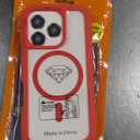 Follaroma for iPhone 16 Pro Case with Camera Control Capture Button, Compatible with MagSafe, Heavy Duty Shockproof Protection Phone Case, Anti-Drop, Transparent Magnetic Phone Cover, 6.3'', Red