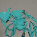 Women Sexy Crystal Rhinestone Bikini Set, Halter Triangle 2 Piece Swimsuit, High Cut Scrunch Butt Cheeky Bathing Suit (Small, Turquoise)