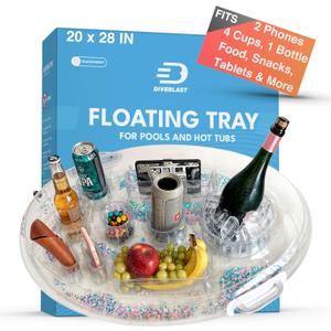 Premium Floating Drink Holder for Pool, Hot Tub Accessories for Adults - Holds Up to 50 LBS - Fun Swimming Pool Accessories for Adults, Cool and Unique Drink Floaties (Glitter)
