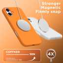 Magnetic for iPhone 16 Case, Compatible with Magsafe, Suction Cup Phone Mount, [2 Screen Protectors][Camera Lens Protector] Silicone Shockproof Protective Slim Phone Cover 6.1", Orange