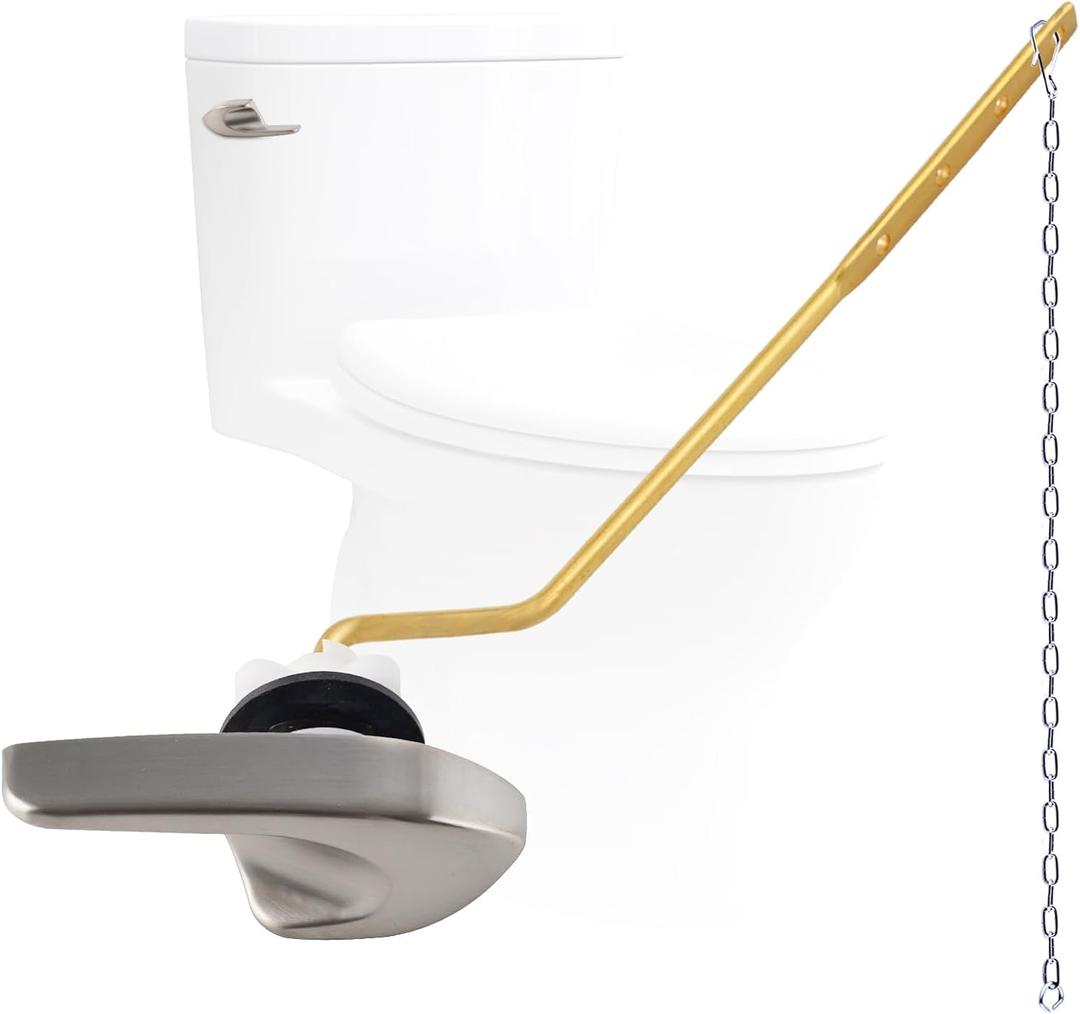 Hygie Rinse Metal Side Mount Toilet Handle Replacement Kit Compatible with Kohler K-GP30324-CP/Glacier Bay Toilet with 1pc Flapper Chain, Toilet Flusher Lever, Brushed Nickel