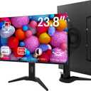 23.8 inch Computer Monitor 1920x1080 Vertical PC Monitor with HDMI VGA AV BNC USB Ports, Multi-Function Stand, VESA, Display Frameless Build-in Speakers for Office Home