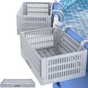 XL Poolside Storage Basket 2pcs, Foldable Above Ground Pool Storage Basket for Pool Toys, Towels, Beverages, Poolside Organizer, Pool Accessories for Above Ground Swimming Pool, Grey (Gray)