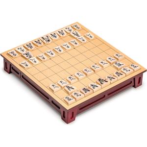 Yellow Mountain Imports Shogi Japanese Chess Game Set - Wooden Board with Drawers and Traditional Koma Playing Pieces