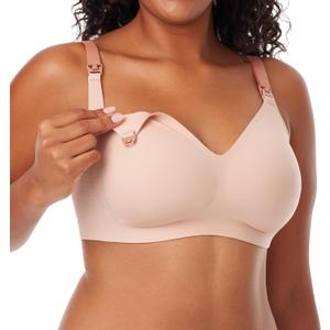 Momcozy Nursing Bras for Breastfeeding, 3.0 Jelly Strip Lift Support Maternity Bra, Seamless Soft Wirefree Pregnancy Bra (X-Large Plus, Peach Rose)