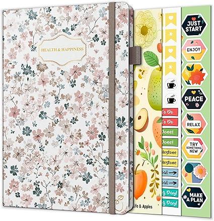 Life & Apples Daily Wellness Journal  Guided Journal & Planner for Wellbeing, Gratitude & Healthy Routines | Food & Fitness Journal, Habit Tracker, Weight Loss Diary | Undated A5 Bloom