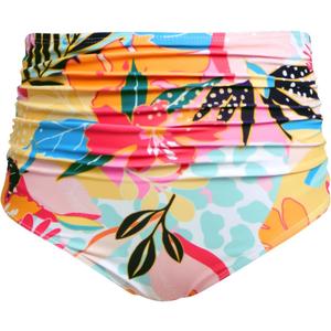 Tempt Me Women High Waisted Bikini Bottom Retro Ruched Swim Bottom Shirred Tankinis Brief (Large, Colorful Floral)