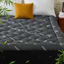 Twin Mattress Topper, Bamboo Viscose Thick Pillow Top Mattress Pad | Deep Pocket Fits 6–18 Inch Mattress, Naturally Cooling for Hot Sleepers, Soft Relief for Back Pain, Premium Dark Grey