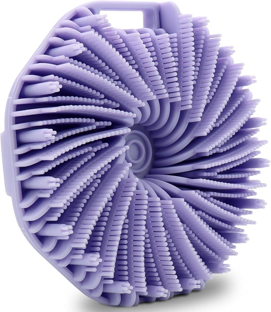 Silicone Body ScrubberExfoliating Body Scrubbers for use in Shower,Silicone Body Brush for Showering and Anti-Slippery Handles for All Skin Types (Purple)