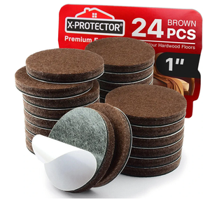 24 Heavy-Duty Felt Furniture Pads 1” 1/4 Thick X-Protector! Round Felt Pads for Furniture Feet - The Best Felt Floor Protectors for Furniture to Prevent Scratches. Protect Your Hard Floor! (Brown)