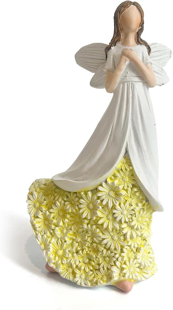 Sunflower Figurine Gifts for Women, Encouragement Memorial Bereavement Angel Sculpture from Mom to Daughter, Birthday Art Angels Statue Decoration (Willowy Pray White)