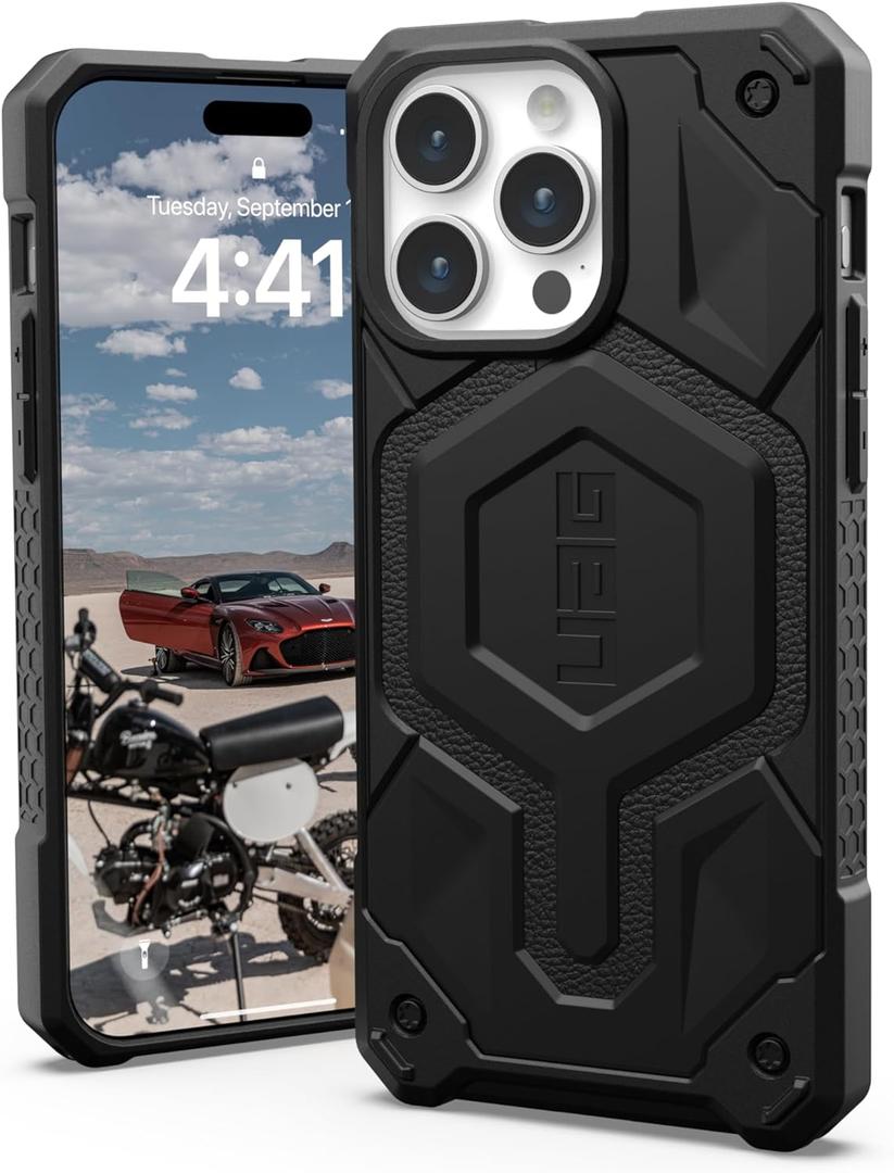 URBAN ARMOR GEAR UAG Case Compatible with iPhone 15 Pro Max Case 6.7" Monarch Pro Black Built-in Magnet Compatible with MagSafe Charging Premium Rugged Military Grade Dropproof Protective Cover