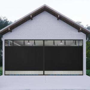 Privacy Garage Door Screen Blackout for 2 Car Garage-16x7FT Magnetic Garage Screen, 9.6LB Heavy Duty Thicker 265g/ Mesh, Hands Free, Magnetic Privacy Garage Screen Door(Black, 16 * 7FT)