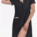 ZOOSIXX Nightgowns for Women - Short Sleeve Button Up Pajamas for Women Clothing Sleepshirts Night Gown with Pockets Size M