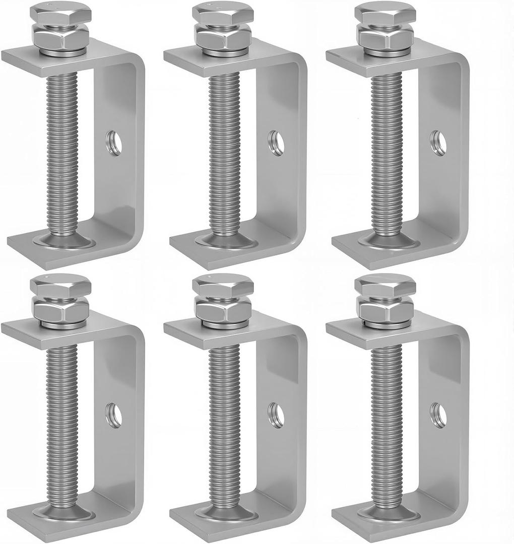 Stainless Steel Small C Clamp Set, 2 1/2 Inch Heavy Duty Metal C-clamp, Tiger Clamp G-Clamp U Clamps with Stable Wide Jaw Opening/I-Beam Design for Woodworking Mounting Welding Crafts, 6pcs