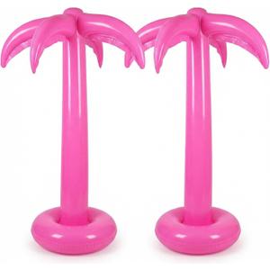 Hungdao 2 Pack Palm Tree Decoration, 67-Inch Hot Pink Inflatable Palm Trees Decor Hawaiian Lalu Party Decorations Blow Up Coconut Tree Beach Backdrop Favor for Luau Party Decoration
