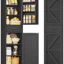 TEENFON Tall Storage Cabinet with 3 Door Shelves & 1 Drawer, Narrow Kitchen Pantry Cabinet for Living Room, Bathroom, Entryway, Black