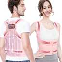 Posture Corrector for Women and Men - Adjustable Back Brace for Pain Relief - Enhances Posture and Provides Lumbar Support - Upper and Lower Back Straightener - Breathable Back Support (Pink, X-Large)