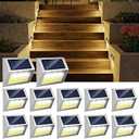 JSOT 12 Pack Solar Lights Outdoor Waterproof for Stairs - Solar Deck Lights Stainless Steel Step Fence Patio Post Wall Lamp for Garden Pathway Walkway LED Decor Light(Warm Light)