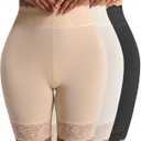 Women's Cooling Mesh Lace Slip Shorts for Under Dresses Anti Chafing, Anti-Roll Lace, Soft Breathable Skin-Friendly XL