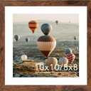 10x10 Picture Frame, Display 8x8 with Mat or 10 x 10 without Mat, Wood Square 8 by 8 Photo Frames for Wall Hanging, 1 Pack, Deep Brown