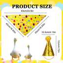 3 x Happy Birthday Porch Goose Outfit, Glitter Hat and Triangular Bandana Set for 23"/ 17'' Goose Costume Clothes for Outdoor Yard Garden Lawn Statues Art Decoration (Yellow)