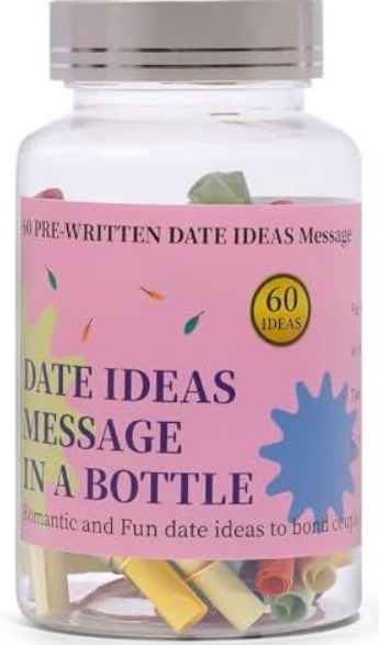 Pack of 2 Date Ideas Message in a Bottle,60+ PreWritten Date Night Ideas for Boyfriend and Girlfriend, Bridal Shower Gift, Bridal Shower Gift, Couples Gift Ideas, Valentine's Day Gift.