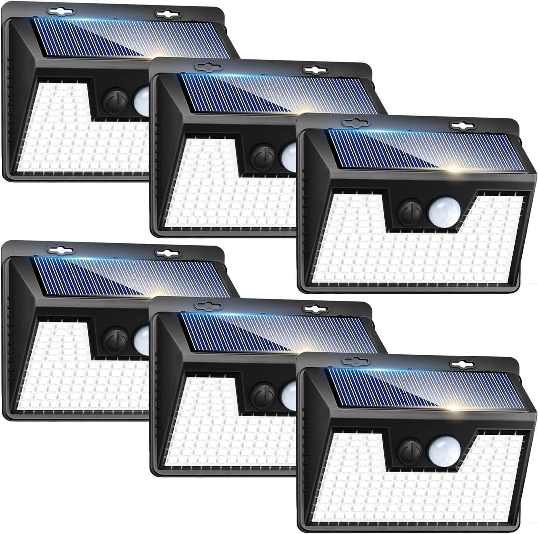 Peasur Solar Lights Outdoor Motion Sensor, 6 Pack 140 LED Solar Powered Fence Light Waterproof, 3 Modes Security Wall Lighting for Outside Yard Deck Garden (Black Frame) Peasur Solar Lights Outdoor Motion Sensor, 6 Pack 140 LED Solar Powered Fence Light Waterproof, 3 Modes Security Wall Lighting for Outside Yard Deck Garden (Black Frame)