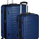 Amazon Basics 2-Piece Set (21", 30"), Hardshell Suitcases With Wheels, Expandable For Up to 25% More Space, With Scratch-Resistant Surface, Four Multi-directional Wheels, Navy Blue