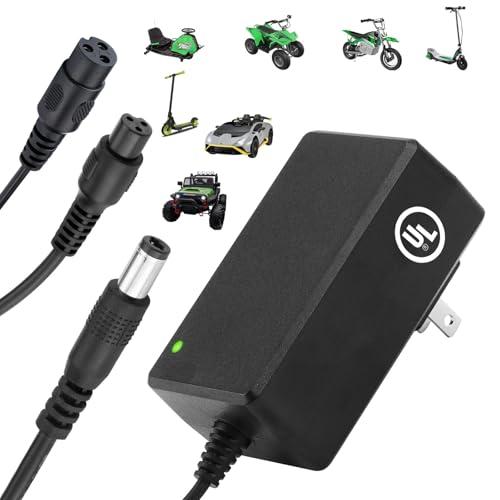 29.4V Compact Electric Scooter & Hoverboard Charger UL Certified Safe+Powerful +Small, 3 Connectors for Razor GOTRAX Jetson Etc. Brand's E-Scooter, Hover Boards, Ebikes 25.2V/25.6V/25.9V Battery