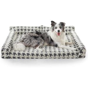 FURTIME Orthopedic Dog Beds Large Sized Dog, XL Washable Memory Foam Pet Couch Bed with Removable Washable Cover, Non-Slip Bottom with Bolster Sides, Grey (L (35"x25.2"x9.4" ))