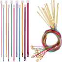 Aeelike Tunisian Crochet Hook Set - 11pcs Afghan Long Crochet Hooks 2-8 mm Aluminum & 12pcs Bamboo Hooks 3-10 mm with Plastic Cable, Colorful