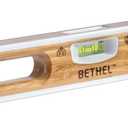 BETHEL Bamboo Level, 24 Inch Level & Tool Solid Block Acrylic Vials, Resists Mortar Adhesion, for Masonry Application and General Leveling (Light)